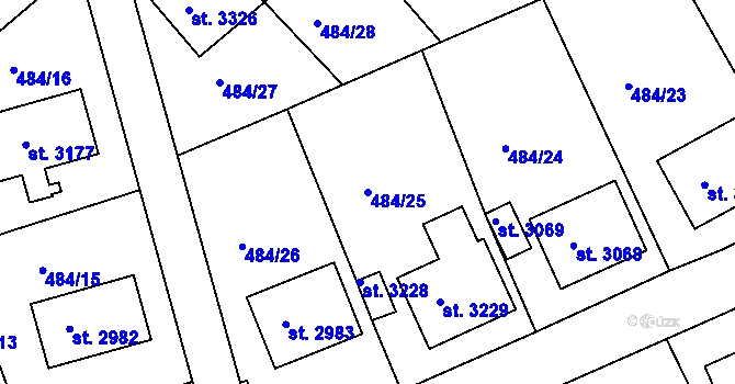 Parcela st. 484/25 v KÚ Český Krumlov, Katastrální mapa