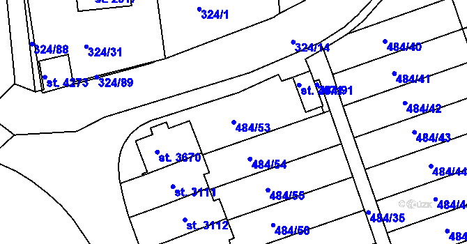 Parcela st. 484/53 v KÚ Český Krumlov, Katastrální mapa