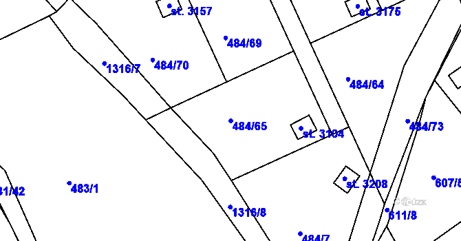 Parcela st. 484/65 v KÚ Český Krumlov, Katastrální mapa