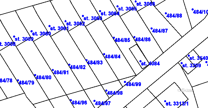Parcela st. 484/84 v KÚ Český Krumlov, Katastrální mapa