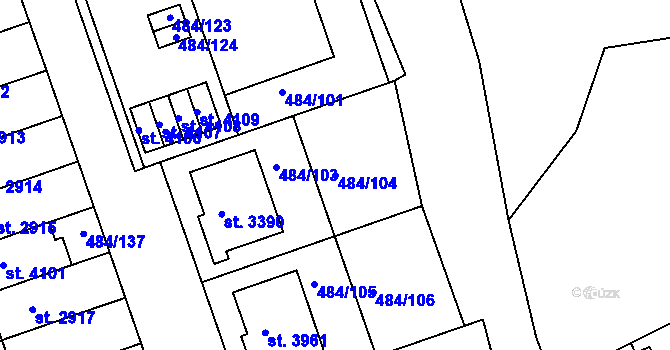 Parcela st. 484/104 v KÚ Český Krumlov, Katastrální mapa