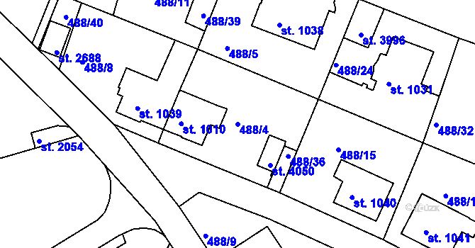 Parcela st. 488/4 v KÚ Český Krumlov, Katastrální mapa