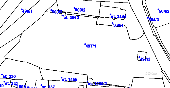Parcela st. 497/1 v KÚ Český Krumlov, Katastrální mapa