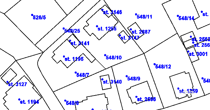 Parcela st. 548/10 v KÚ Český Krumlov, Katastrální mapa