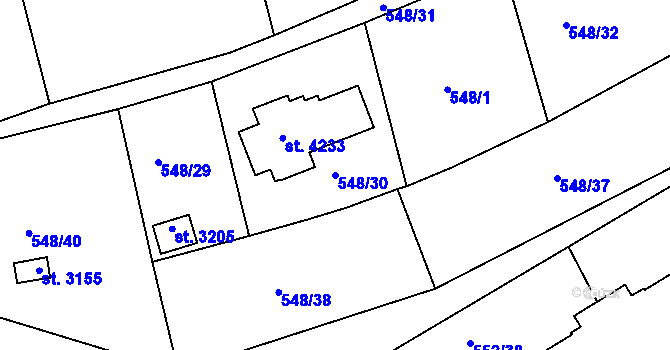 Parcela st. 548/30 v KÚ Český Krumlov, Katastrální mapa