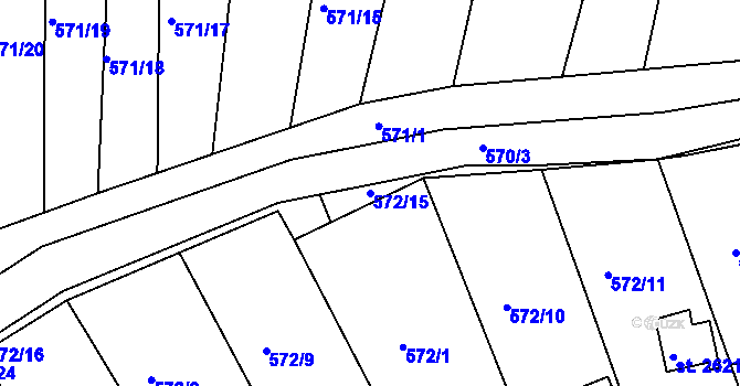 Parcela st. 572/15 v KÚ Český Krumlov, Katastrální mapa