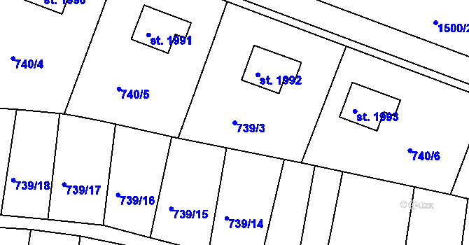Parcela st. 739/3 v KÚ Český Krumlov, Katastrální mapa