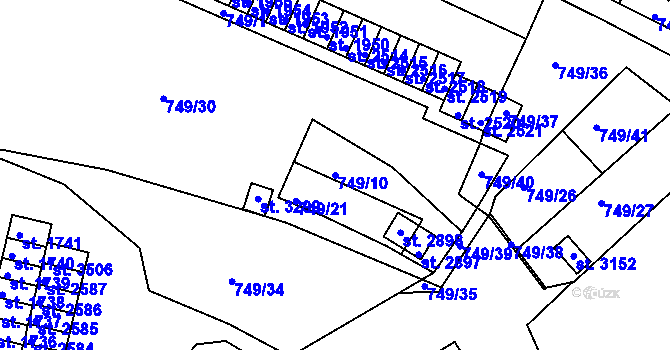 Parcela st. 749/10 v KÚ Český Krumlov, Katastrální mapa