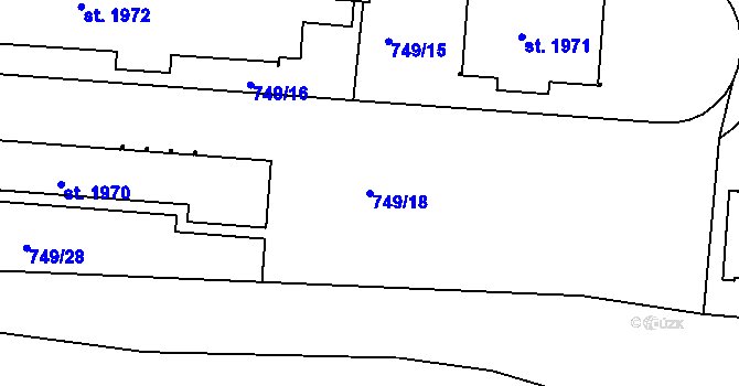 Parcela st. 749/18 v KÚ Český Krumlov, Katastrální mapa