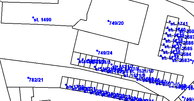 Parcela st. 749/24 v KÚ Český Krumlov, Katastrální mapa