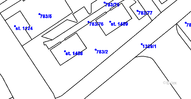 Parcela st. 783/2 v KÚ Český Krumlov, Katastrální mapa
