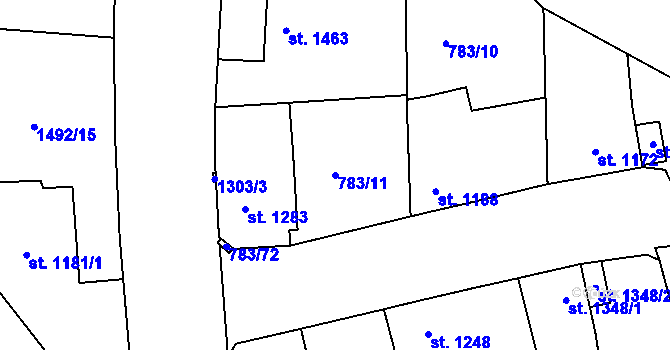 Parcela st. 783/11 v KÚ Český Krumlov, Katastrální mapa