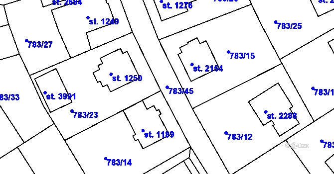Parcela st. 783/45 v KÚ Český Krumlov, Katastrální mapa