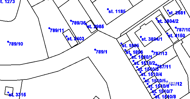Parcela st. 789/1 v KÚ Český Krumlov, Katastrální mapa