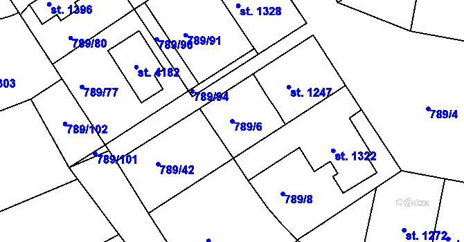 Parcela st. 789/6 v KÚ Český Krumlov, Katastrální mapa