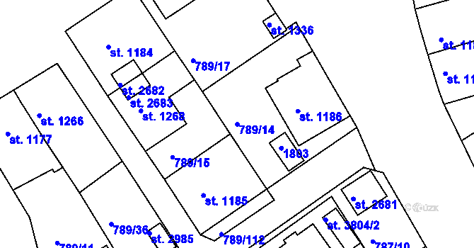 Parcela st. 789/14 v KÚ Český Krumlov, Katastrální mapa