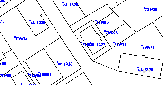 Parcela st. 789/28 v KÚ Český Krumlov, Katastrální mapa