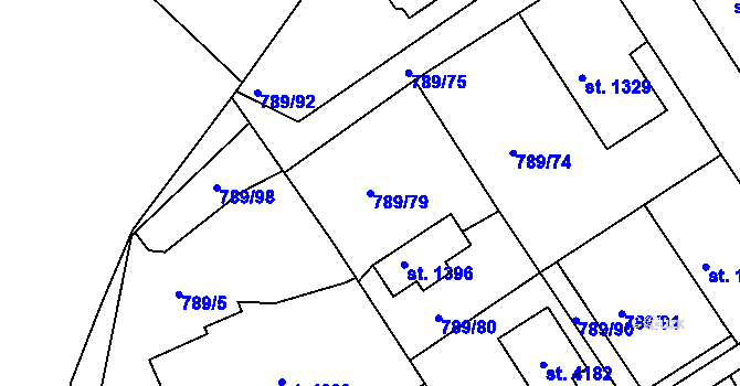 Parcela st. 789/79 v KÚ Český Krumlov, Katastrální mapa