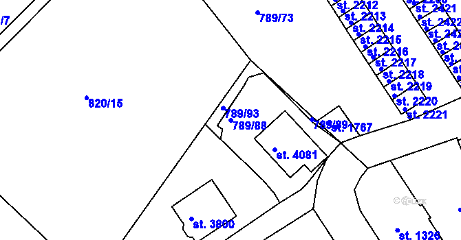 Parcela st. 789/88 v KÚ Český Krumlov, Katastrální mapa