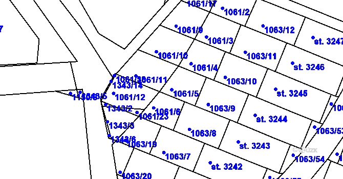 Parcela st. 1061/5 v KÚ Český Krumlov, Katastrální mapa