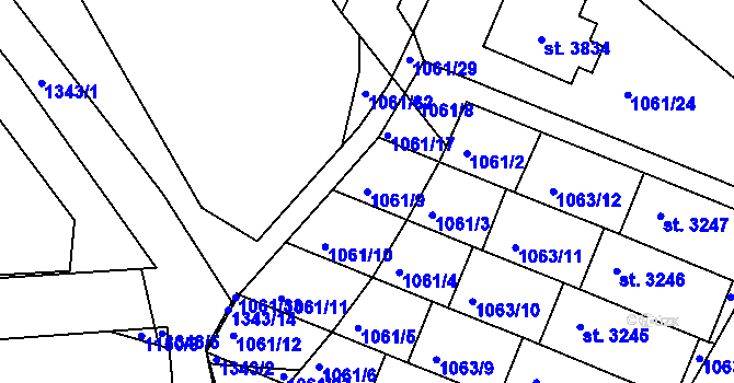 Parcela st. 1061/9 v KÚ Český Krumlov, Katastrální mapa