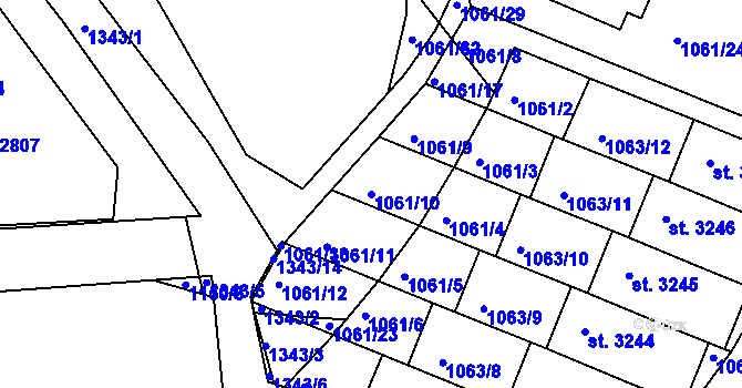 Parcela st. 1061/10 v KÚ Český Krumlov, Katastrální mapa