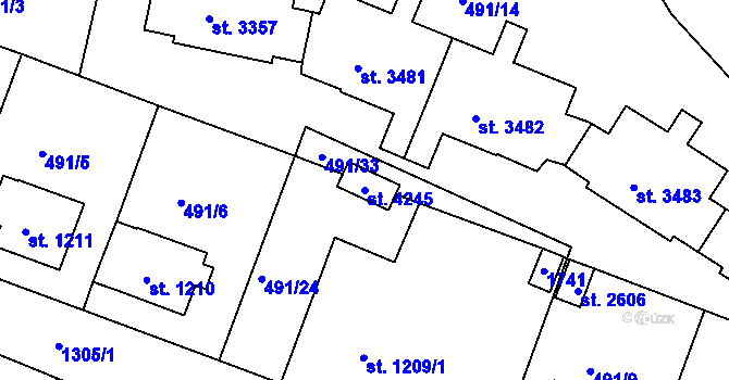 Parcela st. 4245 v KÚ Český Krumlov, Katastrální mapa