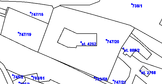 Parcela st. 4252 v KÚ Český Krumlov, Katastrální mapa