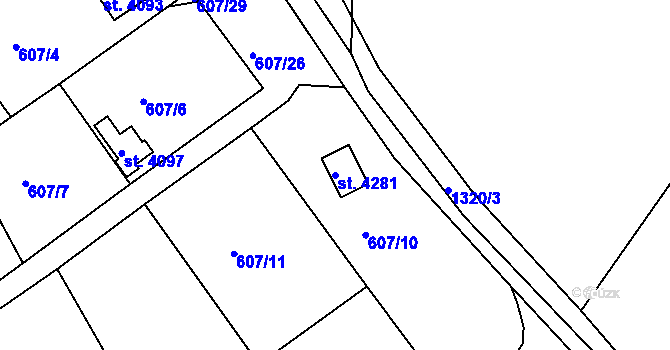 Parcela st. 4281 v KÚ Český Krumlov, Katastrální mapa