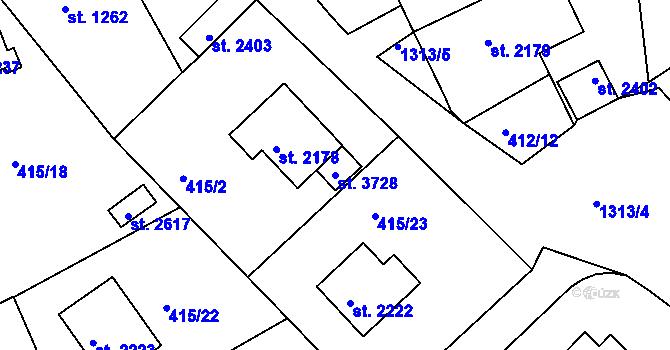 Parcela st. 3728 v KÚ Český Krumlov, Katastrální mapa