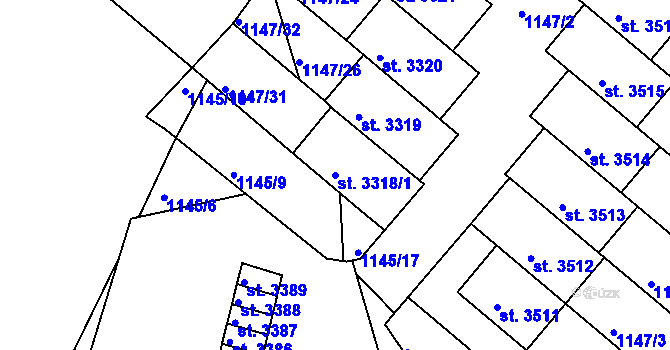 Parcela st. 3318/1 v KÚ Český Krumlov, Katastrální mapa