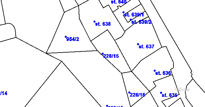 Parcela st. 228/15 v KÚ Český Krumlov, Katastrální mapa