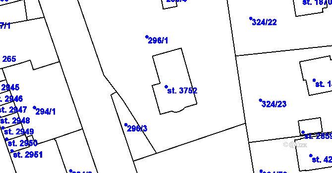 Parcela st. 3752 v KÚ Český Krumlov, Katastrální mapa