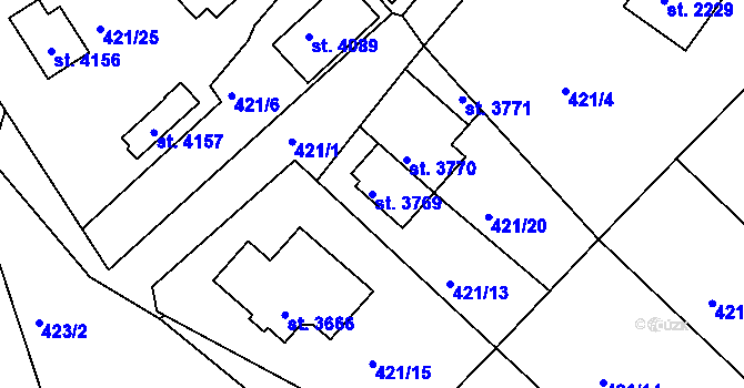 Parcela st. 3769 v KÚ Český Krumlov, Katastrální mapa