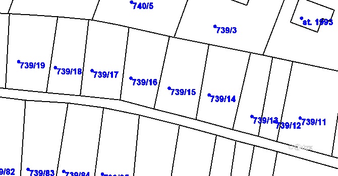 Parcela st. 739/15 v KÚ Český Krumlov, Katastrální mapa