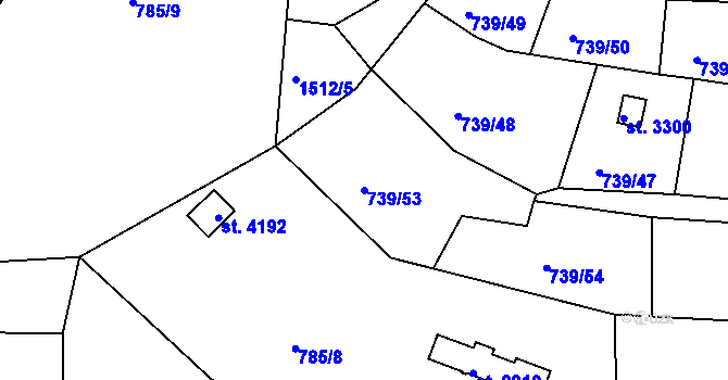 Parcela st. 739/53 v KÚ Český Krumlov, Katastrální mapa