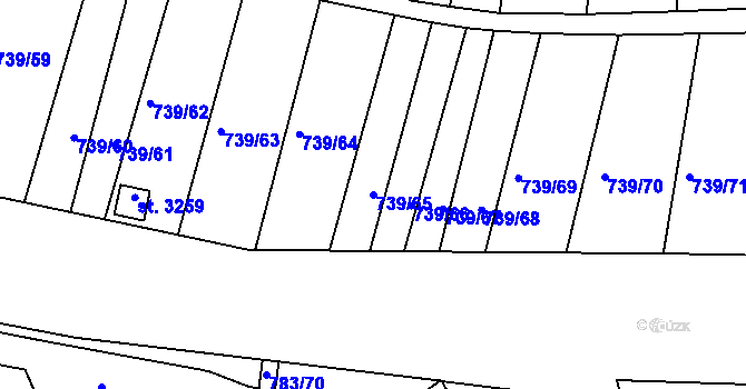 Parcela st. 739/65 v KÚ Český Krumlov, Katastrální mapa