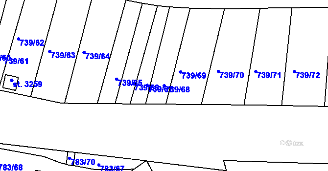 Parcela st. 739/68 v KÚ Český Krumlov, Katastrální mapa