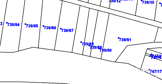 Parcela st. 739/88 v KÚ Český Krumlov, Katastrální mapa
