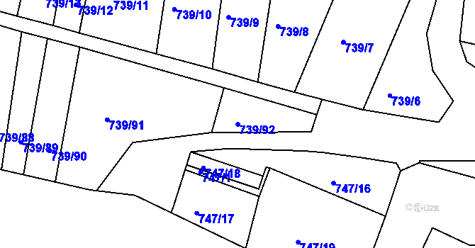 Parcela st. 739/92 v KÚ Český Krumlov, Katastrální mapa