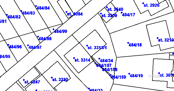 Parcela st. 3313/1 v KÚ Český Krumlov, Katastrální mapa