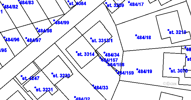 Parcela st. 3313/2 v KÚ Český Krumlov, Katastrální mapa