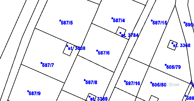 Parcela st. 587/6 v KÚ Český Krumlov, Katastrální mapa