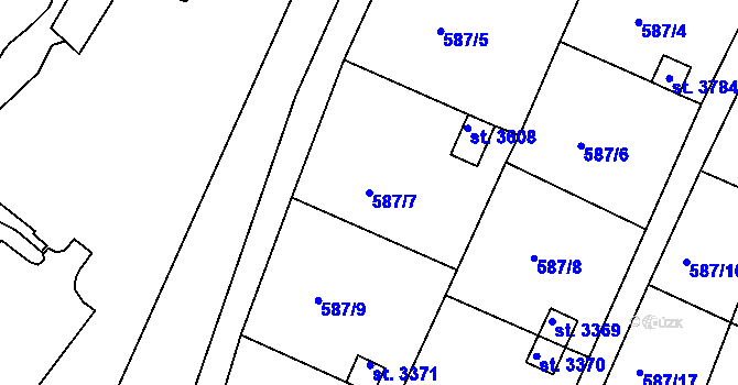 Parcela st. 587/7 v KÚ Český Krumlov, Katastrální mapa