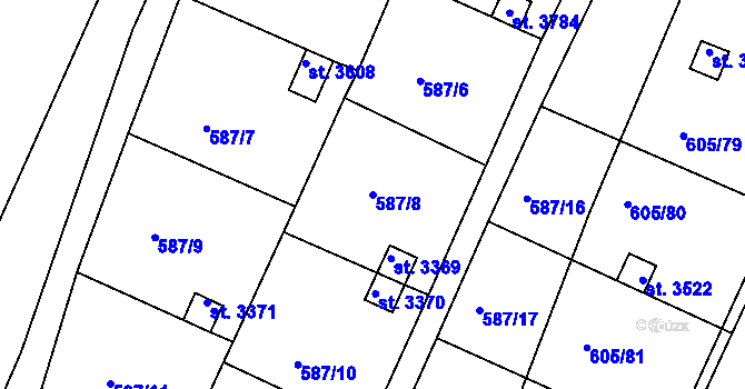 Parcela st. 587/8 v KÚ Český Krumlov, Katastrální mapa