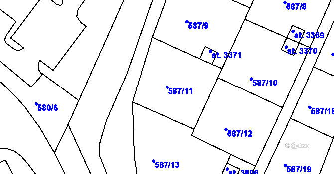 Parcela st. 587/11 v KÚ Český Krumlov, Katastrální mapa