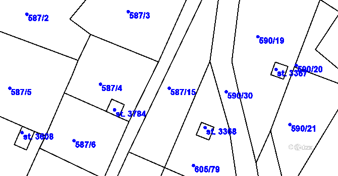 Parcela st. 587/15 v KÚ Český Krumlov, Katastrální mapa