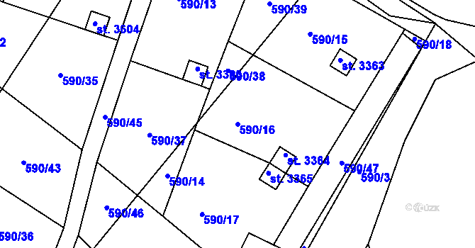 Parcela st. 590/16 v KÚ Český Krumlov, Katastrální mapa