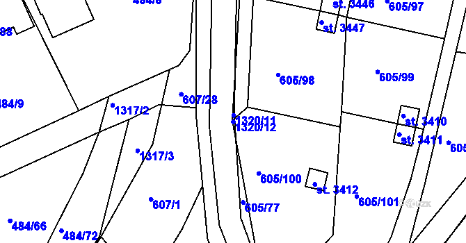 Parcela st. 1320/12 v KÚ Český Krumlov, Katastrální mapa
