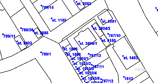 Parcela st. 3804/1 v KÚ Český Krumlov, Katastrální mapa